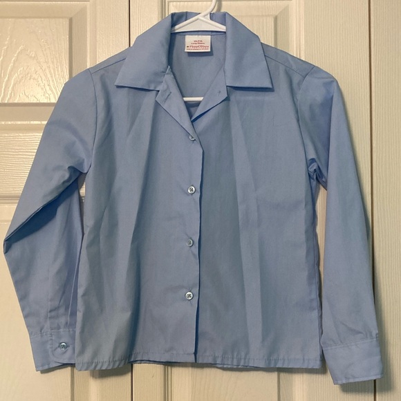 Flynn O’Hara uniforms 2 girls size YS 7-8 blue long sleeve blouses - Picture 2 of 4